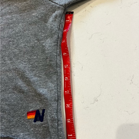 Aviator Nation Gray Cropped Hoodie with Rainbow and Lightning Bolt - Picture 9 of 14